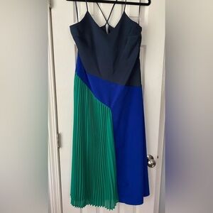 Spaghetti Strap Color Block Midi Dress